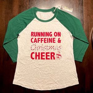 Natural Reflections Hallmark Running on caffeine & Christmas cheer T-shirt S